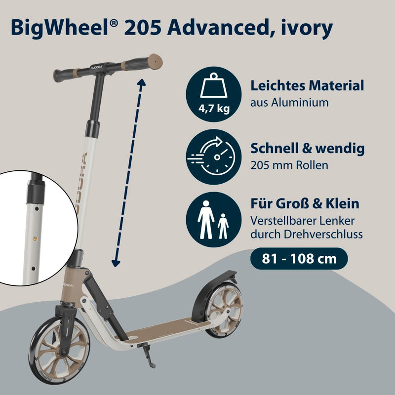 HUDORA BigWheel 205 Advanced Scooter faltbar 100kg max. für Kinder ab 4 Jahre... - 4005998141625