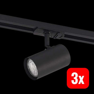 3x B-Ware Lindby Schienenspot Linaro GU10 LED Strahler dimmbar schwarz 1-Phasen Ø6cm