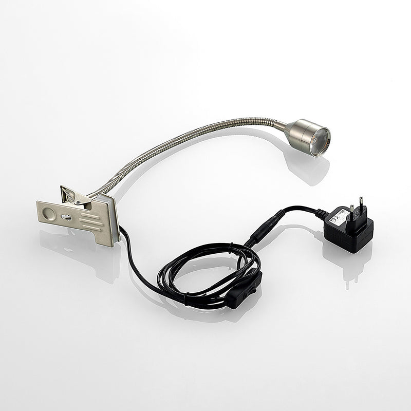 Lindby LED-Klemmleuchte Djamila Tischleuchte Lampe höhenverstellbar nickel 39cm - 4251096572650