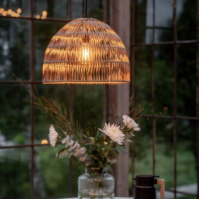 PR Home Außenhängelampe Lace Naturfaser Steckerkabel Ø46cm Leuchte Lampe Licht - 7330976139019