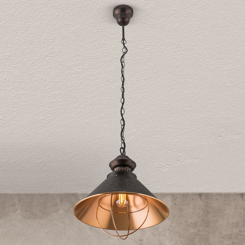 Orion Pendellampe Shanta Hängelampe dimmbar schwarz-kupfer 30cm Höhe 34cm Ø - 9003090245703