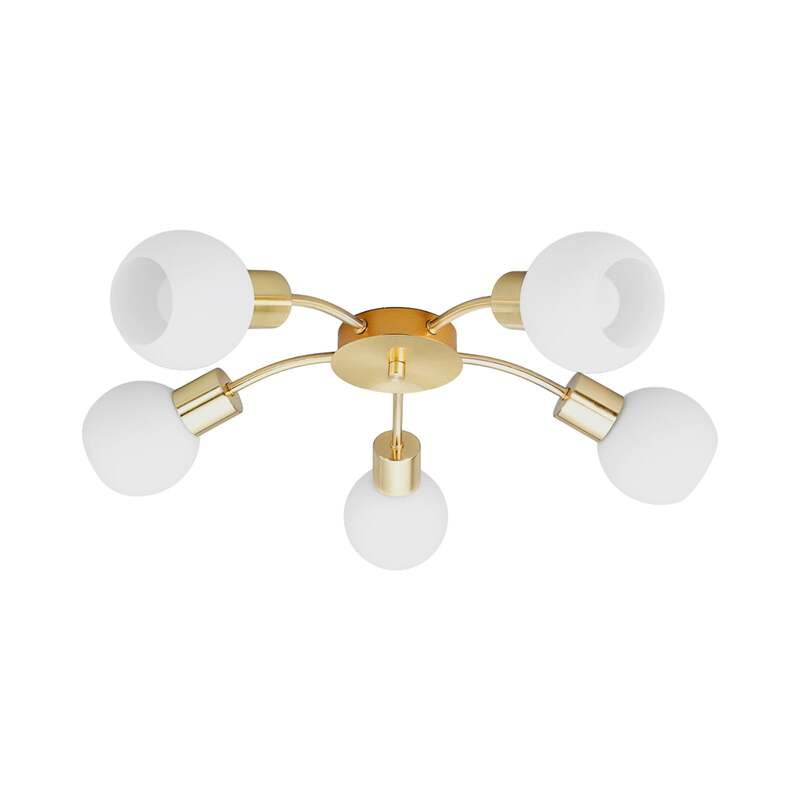 Lindby Deckenlampe Elaina LED Lampe 5-flg dimmbar messing Ø54cm Glas E14 Leuchte - 6291106553413