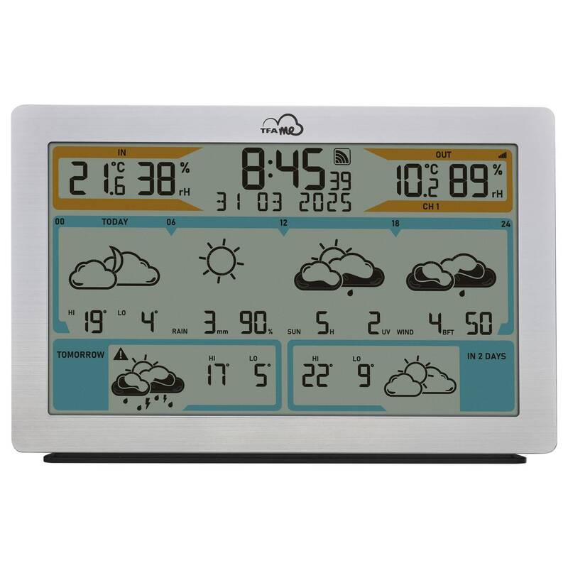 TFA WLAN Wetterstation ID-02 35.8 Silber digital 6 Tage Vorhersage 5 Sensoren - 4009816042088
