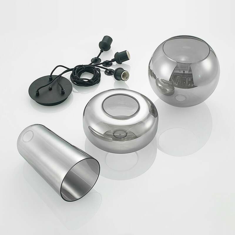 Lucande Zyli Pendelleuchte Hängeleuchte Deckenlampe Lampe dreiflammig rauchgrau - 4251911701715