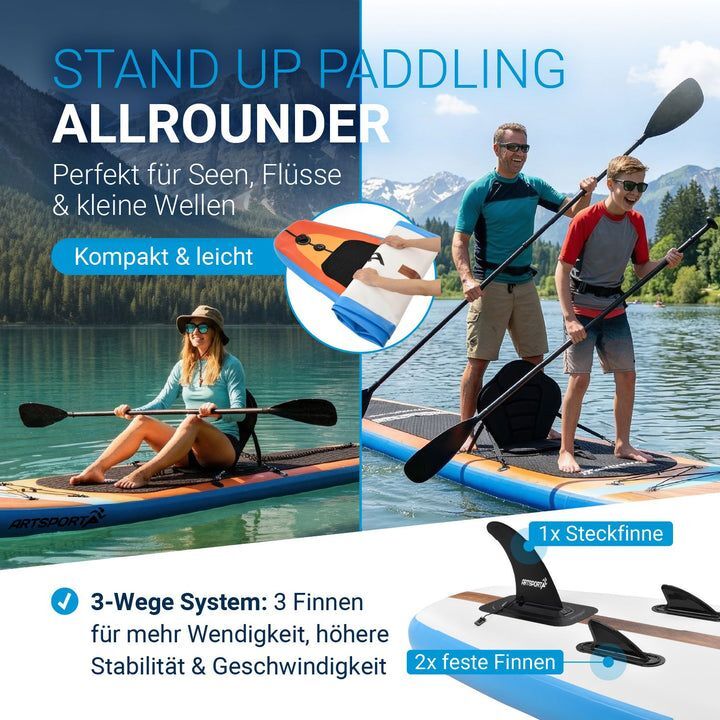 Stand Up Paddling Board SUP mit Kajaksitz und Action-Cam-Halterung bis 150kg - 4262437187341