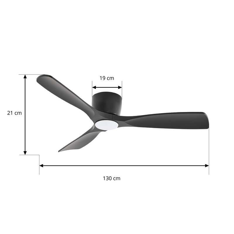 Lucande Deckenventilator Moneno smart schwarz LED Ventilator dimmbar Tuya 131cm - 4251911780048