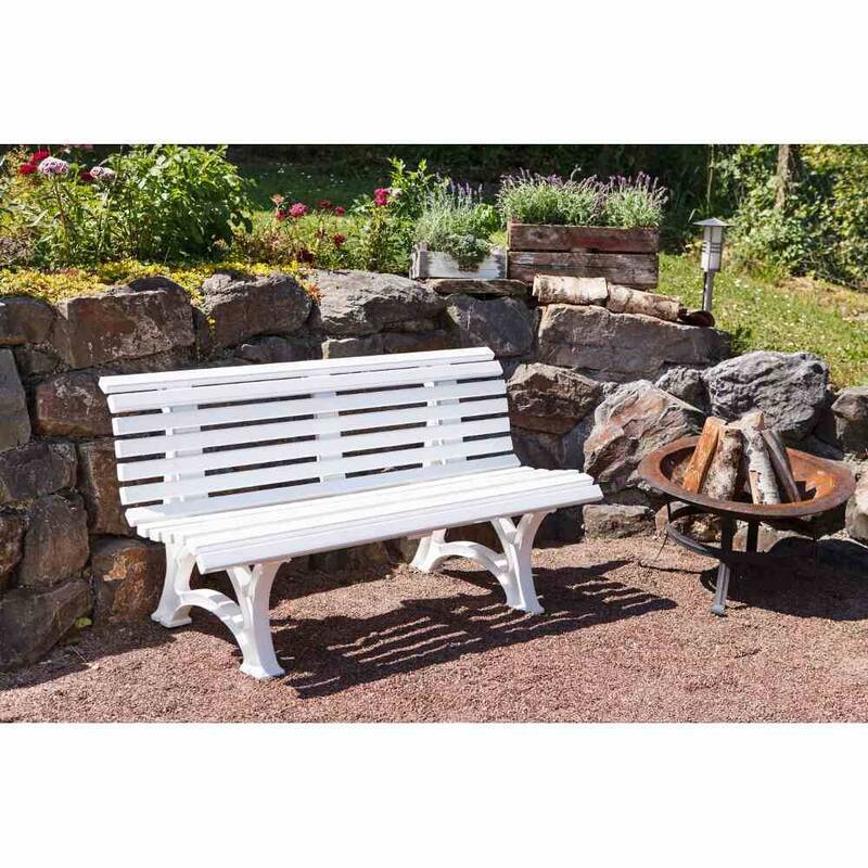 Blome Gartenbank Kunststoff Weiß 3er-Bank Helgoland wetterfest für Innen 150 cm - 4007248313516