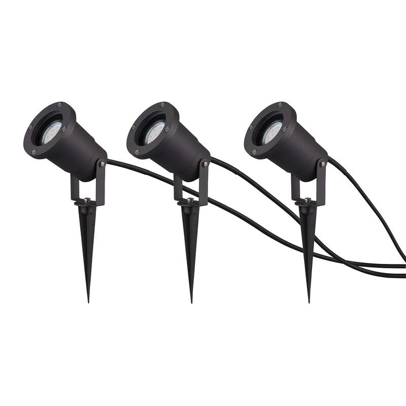 TRIO LIGHTING Außenstrahler Gartenleuchte Ubangi LED Strahler anthrazit 3er Set - 4017807453157