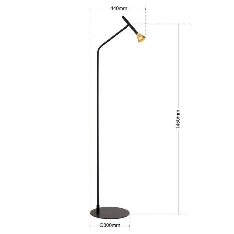 Odeon Stehlampe LED Standlampe Touchdimmer schwarz messing Eisen Aluminium - 9003090273829