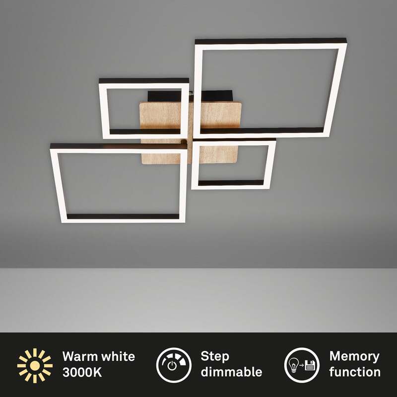 Briloner Deckenleuchte Frame LED Lampe dimmbar Holz schwarz 4-flammig 75x47cm - 4002707405207