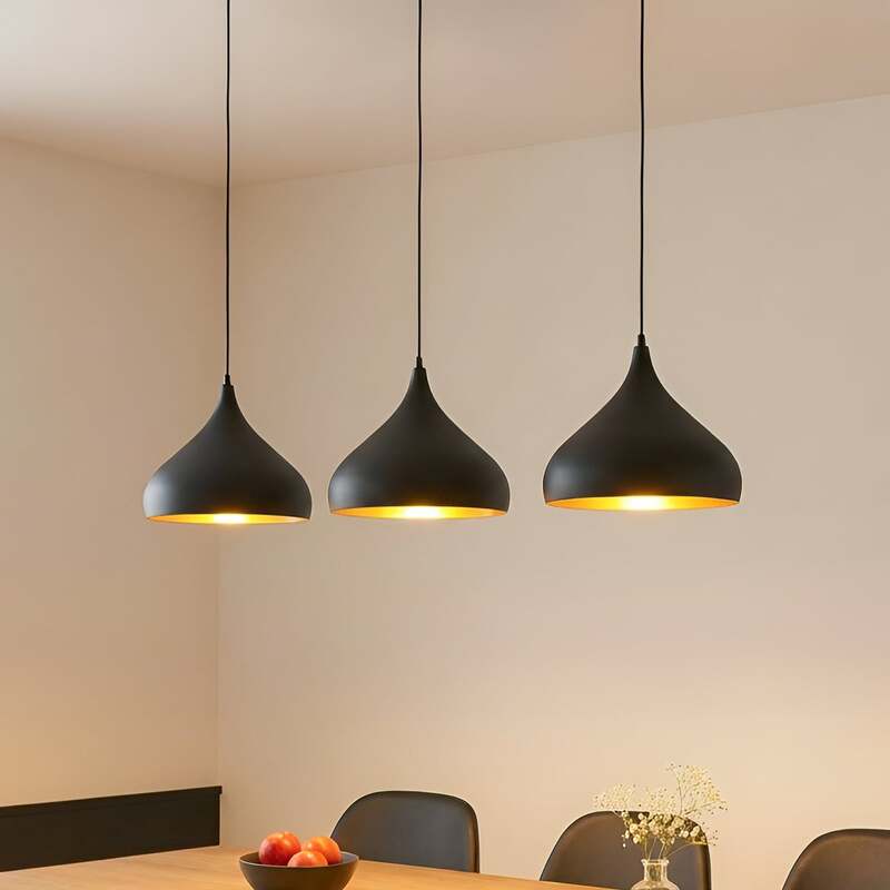 Lindby Pendelleuchte Hängeleuchte Elamira LED Lampe dimmbar schwarz-gold 133cm - 4251911726633