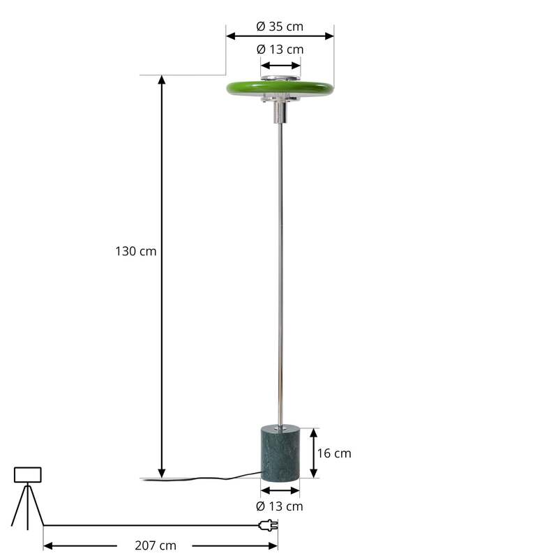 Lindby Stehleuchte Standlampe Retro Standleuchte Marmor 130cm E27 grün Metall - 4255830903380