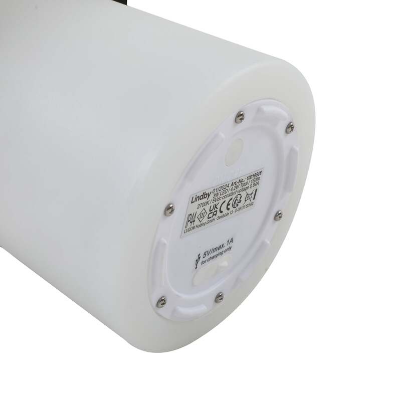 Lindby Akkutischleuchte Kalina LED dimmbar Gartenlampe schwarz/weiß IP44 22,4cm - 4251911773965