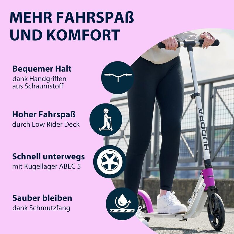 HUDORA Roller Scooter Tretroller BigWheel Pure Aluminium klapp SIEHE TEXT/FOTO - 4005998859483