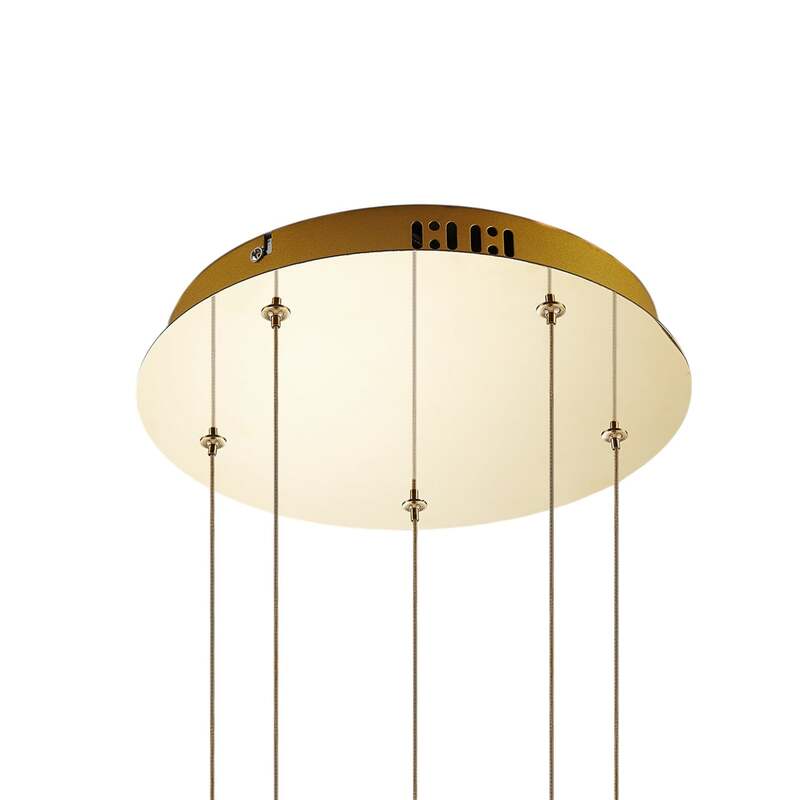 Lucande Pendelleuchte Hängeleuchte Hayley LED Lampe 5-flg Blasenstruktur gold - 4251096562477