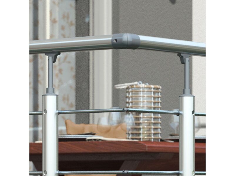 Dolle Geländer-Set Aluminium 150cm witterungsbeständig Handlauf Edelstahl grau - 5708580947603