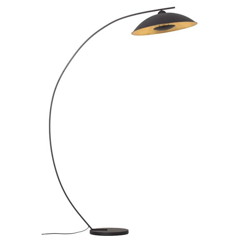 Lindby Bogenstehlampe Stehleuchte Emilienne schwarz goldfarben Wohnzimmer Lampe - 4251096592771