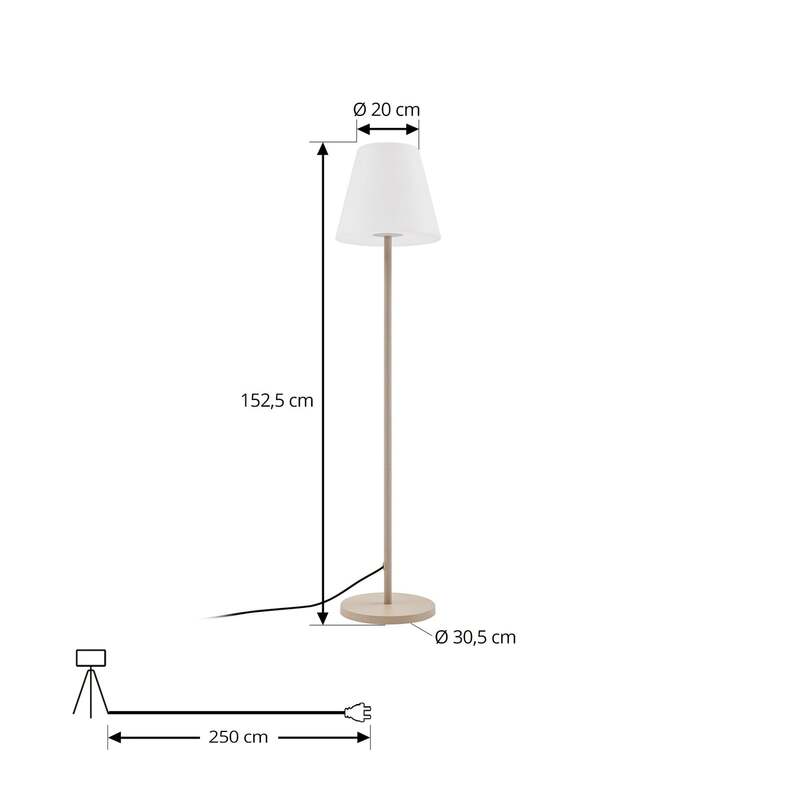 Lucande Terrassenleuchte Jaimy LED Gartenlampe Außenleuchte beige 152,5cm - 4251911798838
