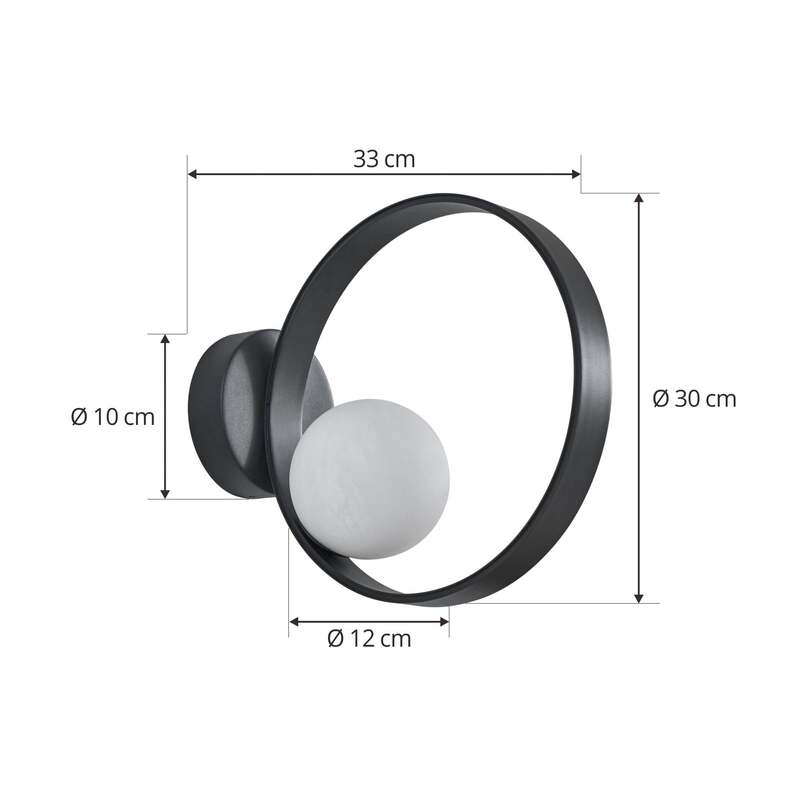 Lucande Wandleuchte Luneo LED Lampe Wandlampe schwarz opal 30cm 360 Lumen - 4251911778946