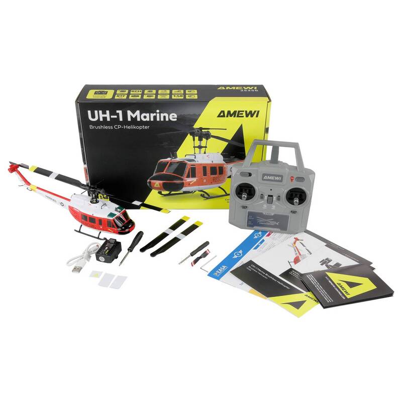 Amewi RC Hubschrauber UH-1 Marine Modell Flugzeug Spielzeug 2S LiPo 400mAh RtF - 4262500341267