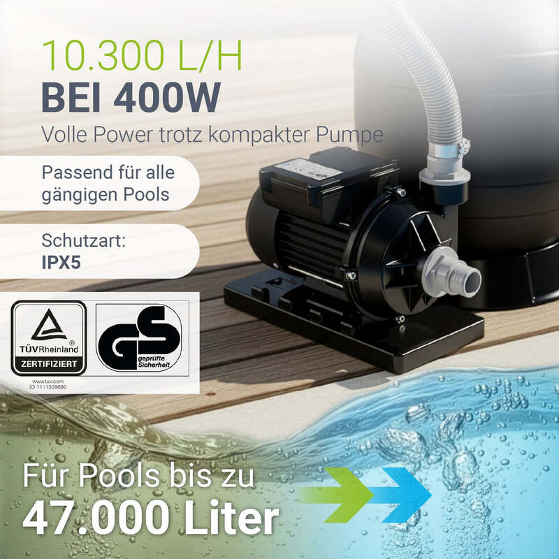 Sandfilteranlage für Pools bis 47m³ Pumpe Filterbälle für klares Wasser 400 W - 4262437187303