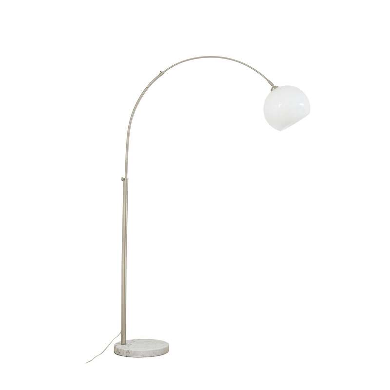 Lindby Bogenleuchte Alverton weiß nickel 197 cm Metall Glas E27 15 W - 4255830904271