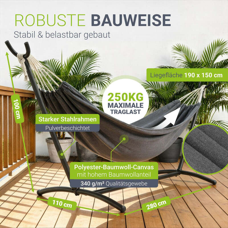 Hängematte Paya Mobile Hängematte mit Tragetasche für Innen und Außen 190x150 cm - 4262437181769