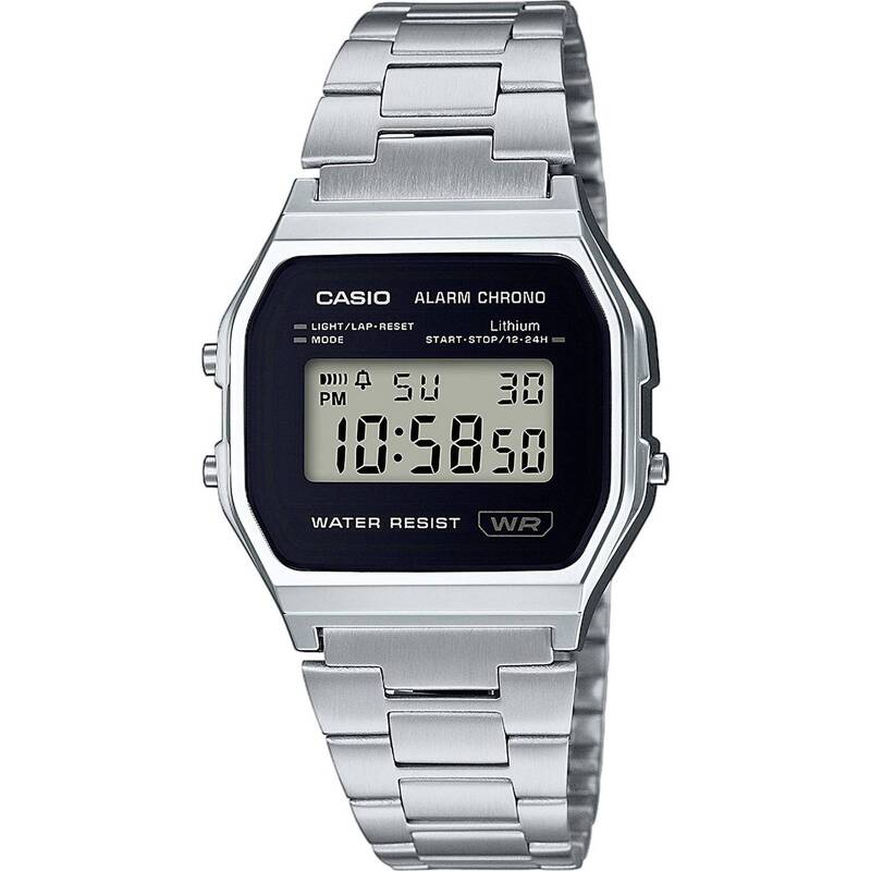 Casio Armbanduhr A158WEA-1AEF Digitaluhr Edelstahlarmband silber 48g - 4971850944386