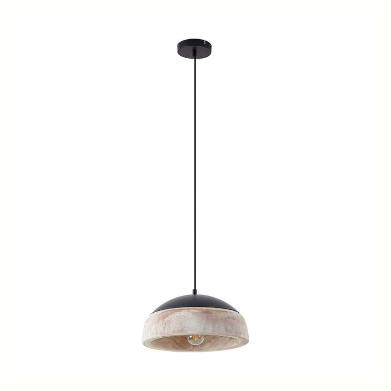 Lucande Hängeleuchte Leivar LED Pendelleuchte dimmbar Holz schwarz Ø35cm 15cm - 4255830906558