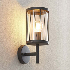 B-Ware Lindby Yonan AußenWandleuchte Gartenleuchte Terrassenlampe rund dunkelgrau E27