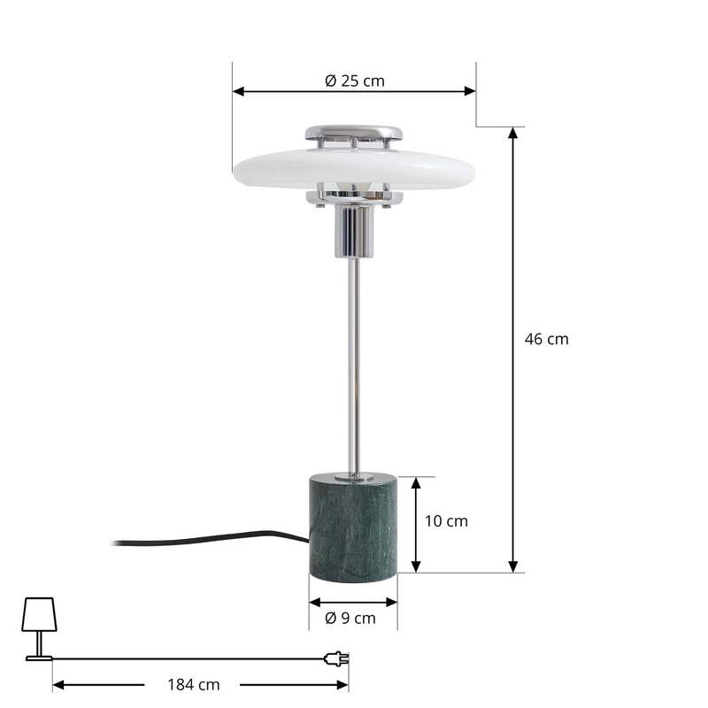 Lindby Tischlampe Branford Tischleuchte Retro Lampe weiß grün Opalglas/Marmor - 4255830903359