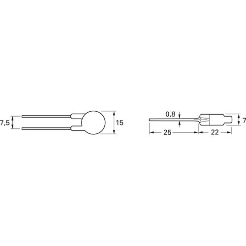 TDK Epcos Heißleiter Widerstand NTC Thermistor 4.7 Ω 3.6 W B57237S THT 50 STÜCK - 4099879976000