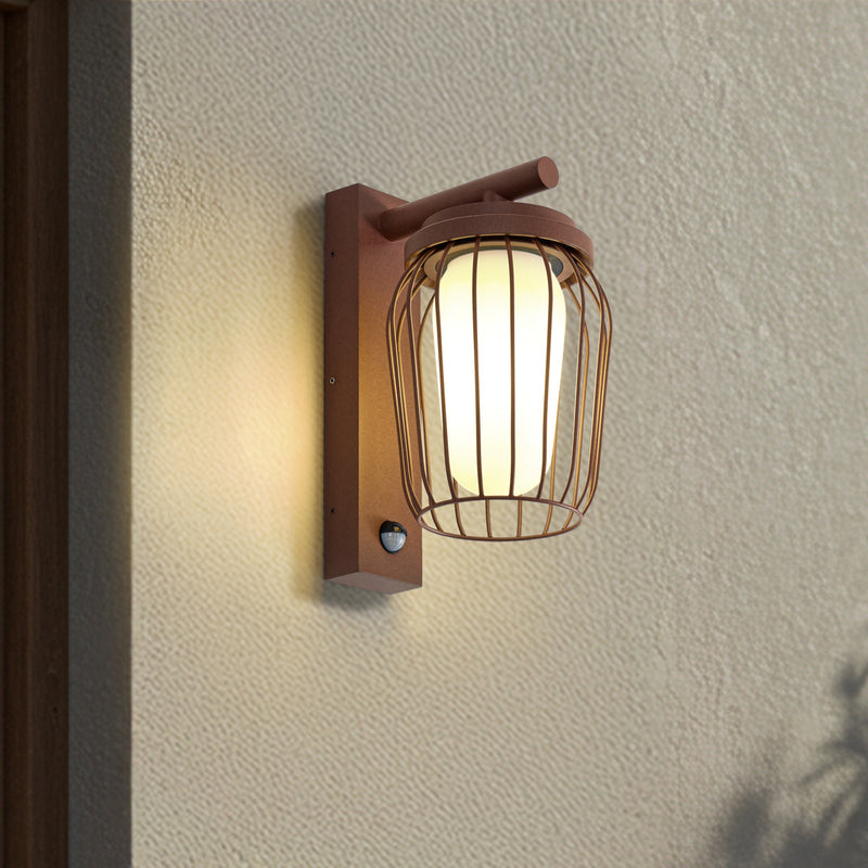 Lucande Außenwandleuchte Chandan LED Gartenleuchte mit Sensor IP44 rost weiß - 4255830906725