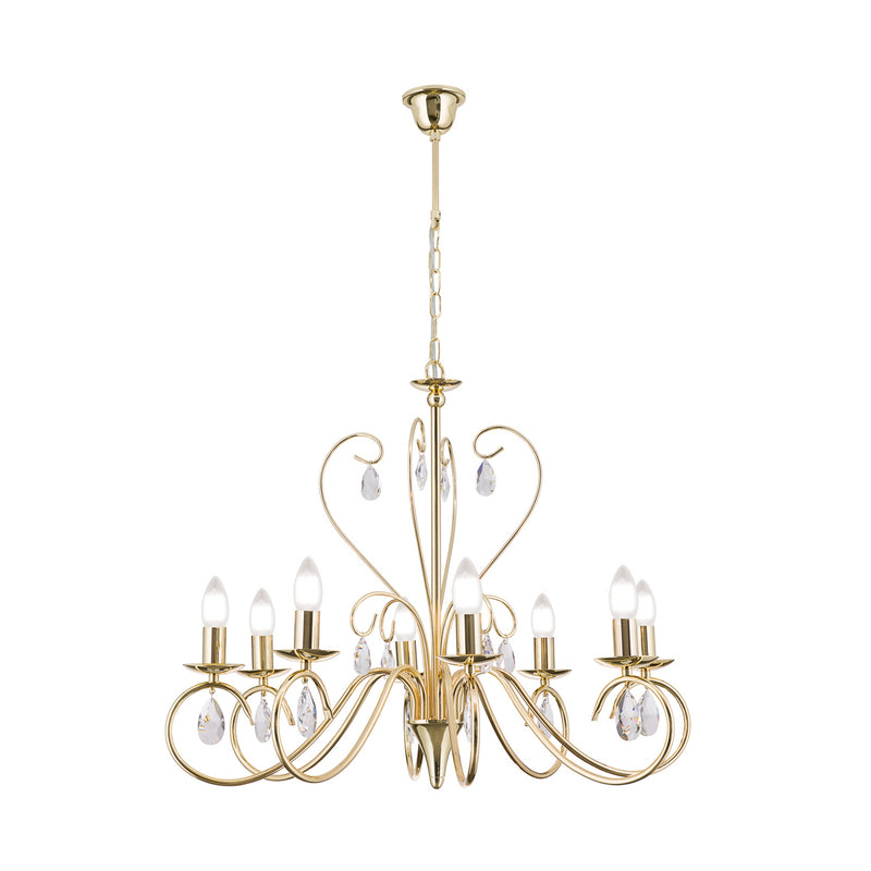Orion Kronleuchter Alessia 8-flammig Hängelampe dimmbar Kristallglas gold Ø68cm - 9003090194681