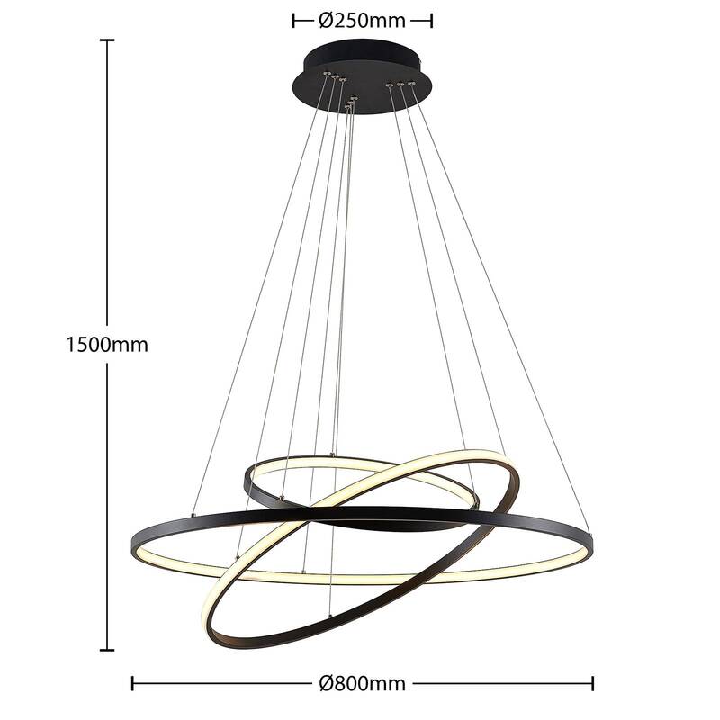 Lucande Pendelleuchte Hängelampe LED schwarz Ezana Leuchte dimmbar Aluminium - 4251911705157