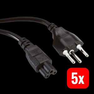 5x B-Ware VALUE Strom Anschlusskabel T12 auf C5 3polig schwarz 1m 2,5A 250V AC Kabel