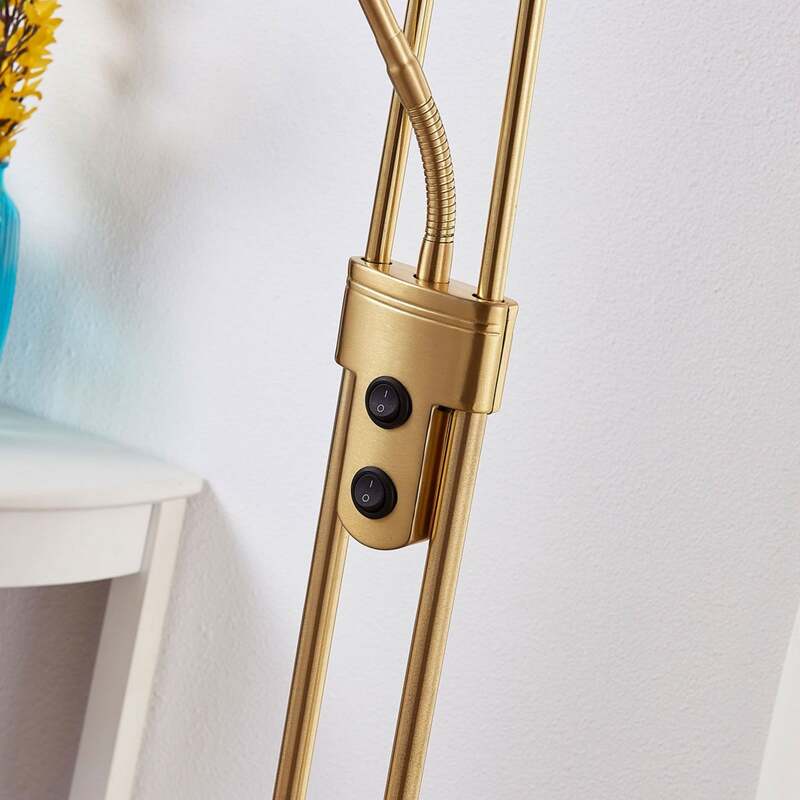 Lindby Stehlampe Felicia LED Leselampe Stehleuchte messing 180cm E27 3-flammig - 4251096532616