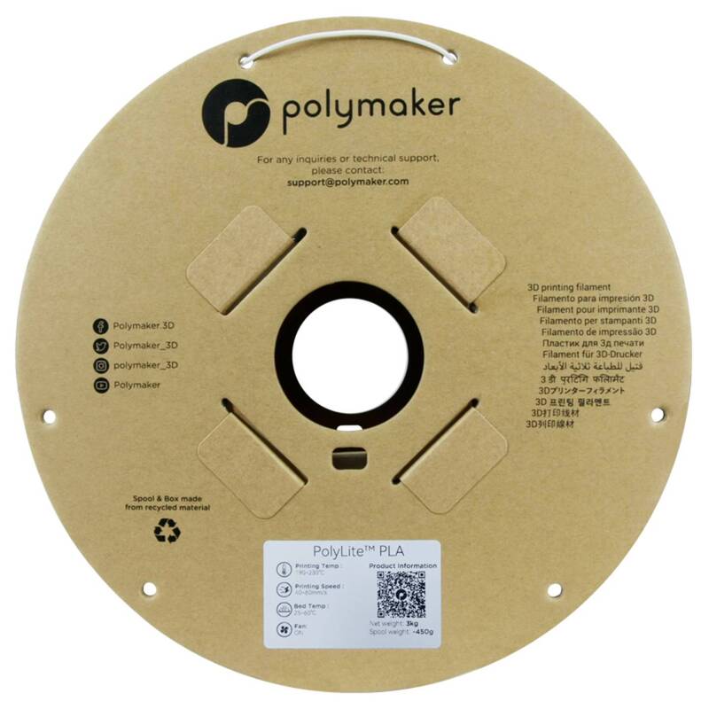 Polymaker PolyLite PLA 1.75 mm 3000 g Weiß hohe Steifigkeit Filament - 6938936712466
