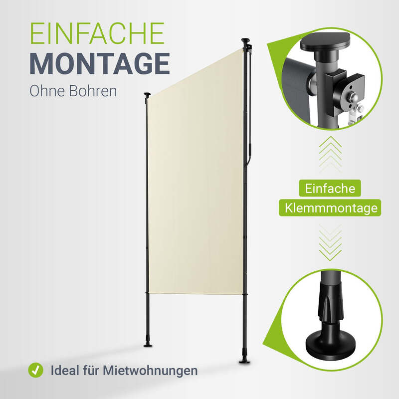 Senkrechtmarkise Barbados Sichtschutz beige UV-beständig 150x310 cm verstellbar - 4262437183831