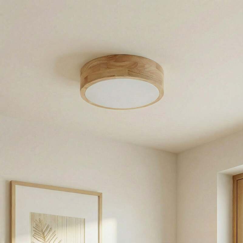 Lindby Deckenlampe Tanju LED Lampe Leuchte dimmbar Holz Ø30cm weiß 2-flg - 4251911729030