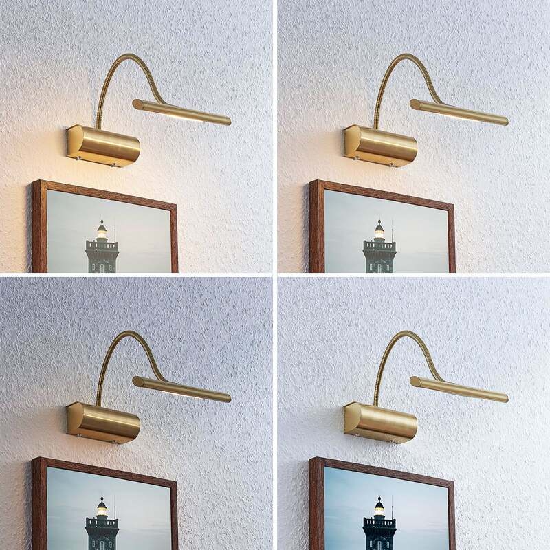 Lindby LED-Bilderleuchte Rakel dimmbar Wandleuchte messing matt Flexarm 18,5cm - 4251096563528