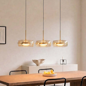 B-Ware Lucande Hängeleuchte Martis LED Pendelleuchte dimmbar amber schwarz 3-flg