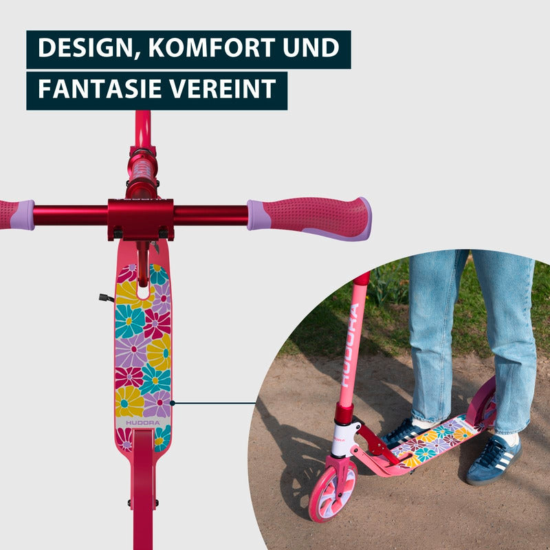 HUDORA Tretroller Scooter BigWheel 205 Advanced Daydream Edition Pink Flowers - 4005998142158