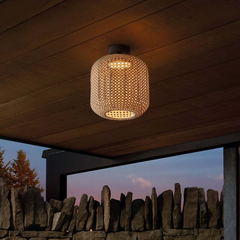 bover Deckenleuchte Außenlampe LED Nans Flechtgewebe Braun Outdoorleuchte - 8435493704067