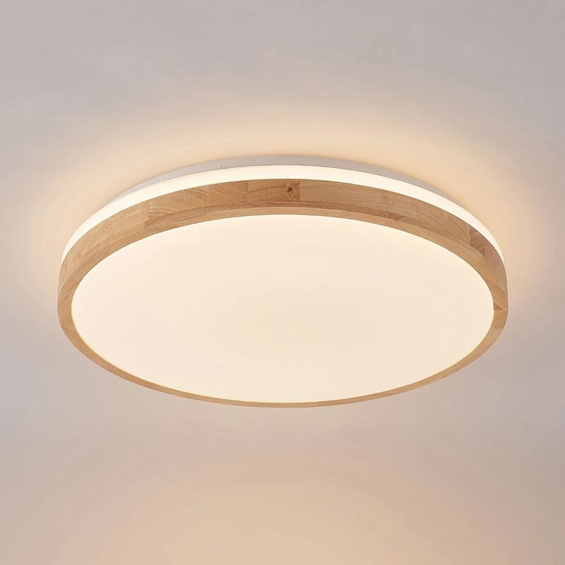 Lindby Deckenlampe Leuchte Emiva LED dimmbar Holz weiß Ø49cm CCT 30W 9cm - 4251911711967