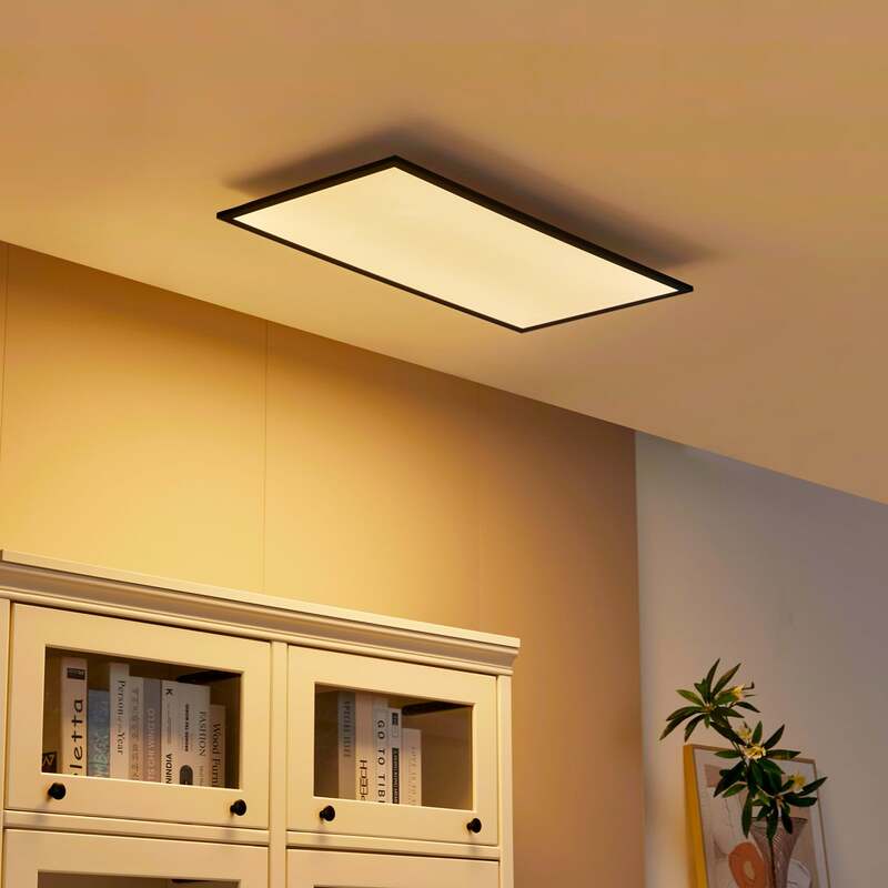 Lindby Deckenleuchte Lamin LED Panel CCT dimmbar Fernbedienung schwarz 80x40cm - 4251911765885