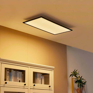 B-Ware Lindby Deckenleuchte Lamin LED Panel CCT dimmbar Fernbedienung schwarz 80x40cm