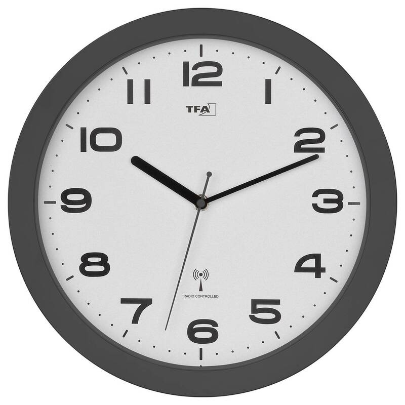 TFA Funkwanduhr Uhr Analoge Funkuhr Kunststoff Zifferblatt 32 cm Anthrazit - 4009816044266