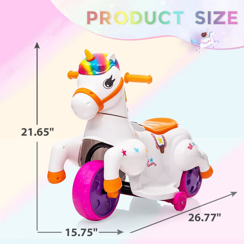 Sandinrayli Kinderfahrzeug Kinderauto Elektrofahrzeug Einhorn Kunststoff Musik - 6974129112194