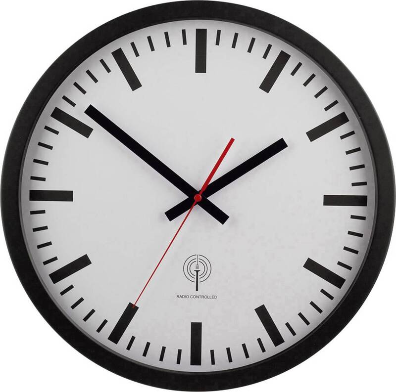 EUROTIME 56862 Funk Wanduhr Dekouhr Uhr rund 40cm Metallgehäuse Schwarz - 4019186568620